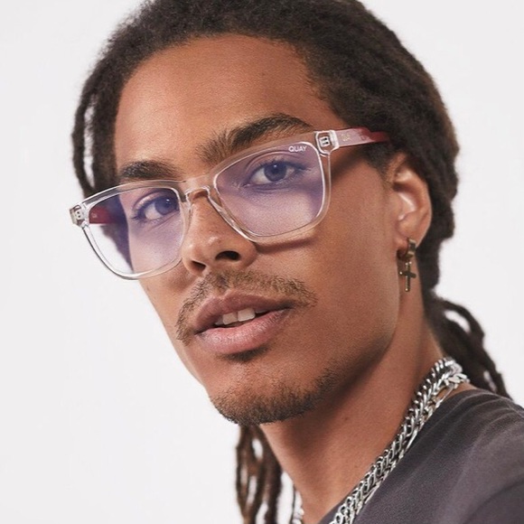 QUAY Hardwire Blue Light Glasses Clear & Red Frame Bluelight Blocking Lens NWT - Picture 3 of 6